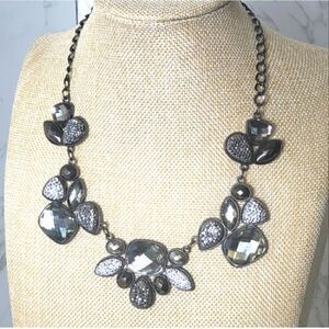 STATEMENT PIECE NECKLACE  Gunmetal & Faceted Resin Cabochons